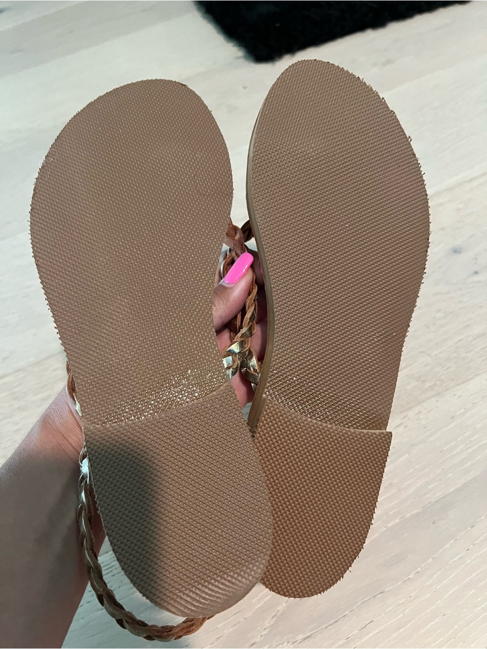 Braided Metallic-Strap Gold Women’s Sandals - Picture 3 of 4